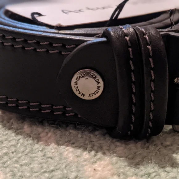 Arturo Vannini leather belt size XXL Black with grey stiching. - Picture 2 of 3